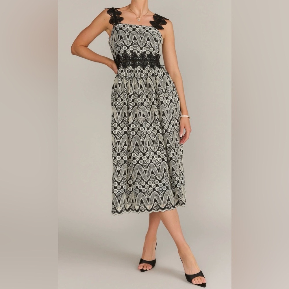 Just me sleeveless zig zag lace dress
